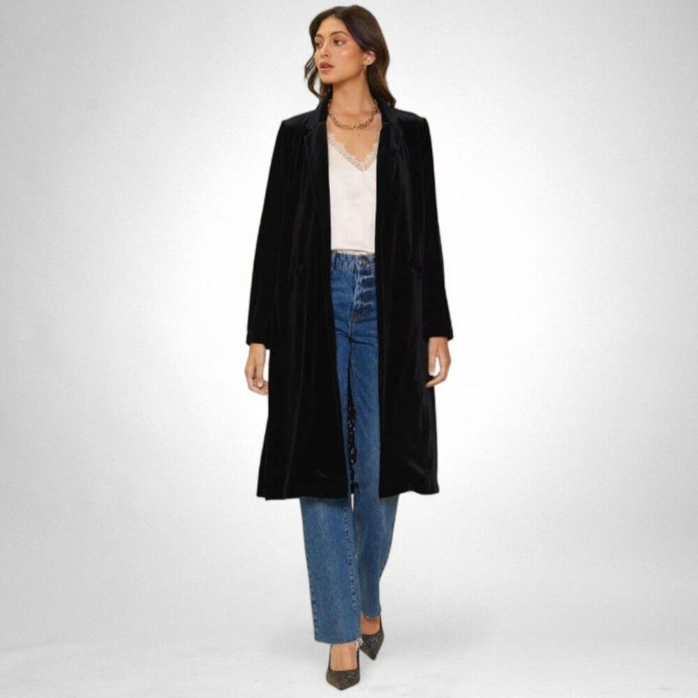 SKIES ARE BLUE ~ Plush Velvet Duster Coat and Jeggings - BLACK! NWT! Size 2X - Picture 5 of 15